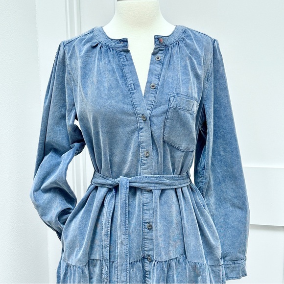 ANTHROPOLOGIE Pilcro Marta Tiered Corduroy Midi Dress - Picture 7 of 14